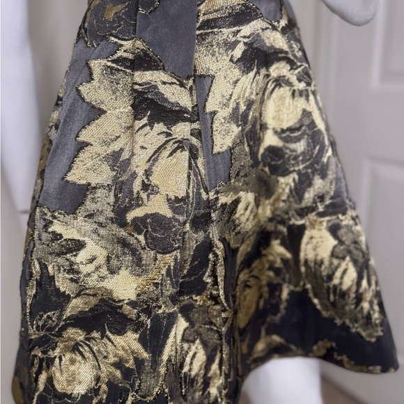 Theia Pewter & Gold Floral Jacquard Party Dress Size 2.   #84 - Picture 4 of 12